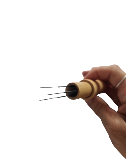 Wooden 3 Needle Reborn Hair Micro Rooting Tool for Mohair Reborn Baby