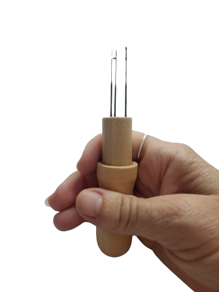 Wooden 3 Needle Reborn Hair Micro Rooting Tool for Mohair Reborn Baby