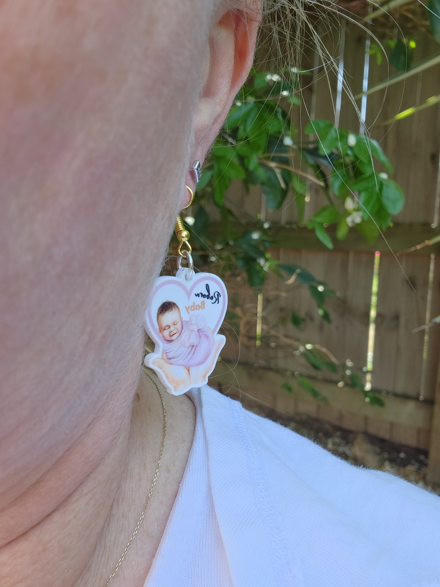 Reborn Baby " Lilac " Pair Acrylic Dangle Earrings