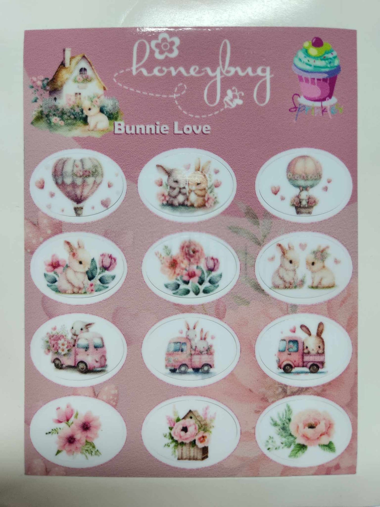 Honeybug Bunnie Love Sprinkles Sweetheart Pacifier-Dummy Stickers Reborn Baby
