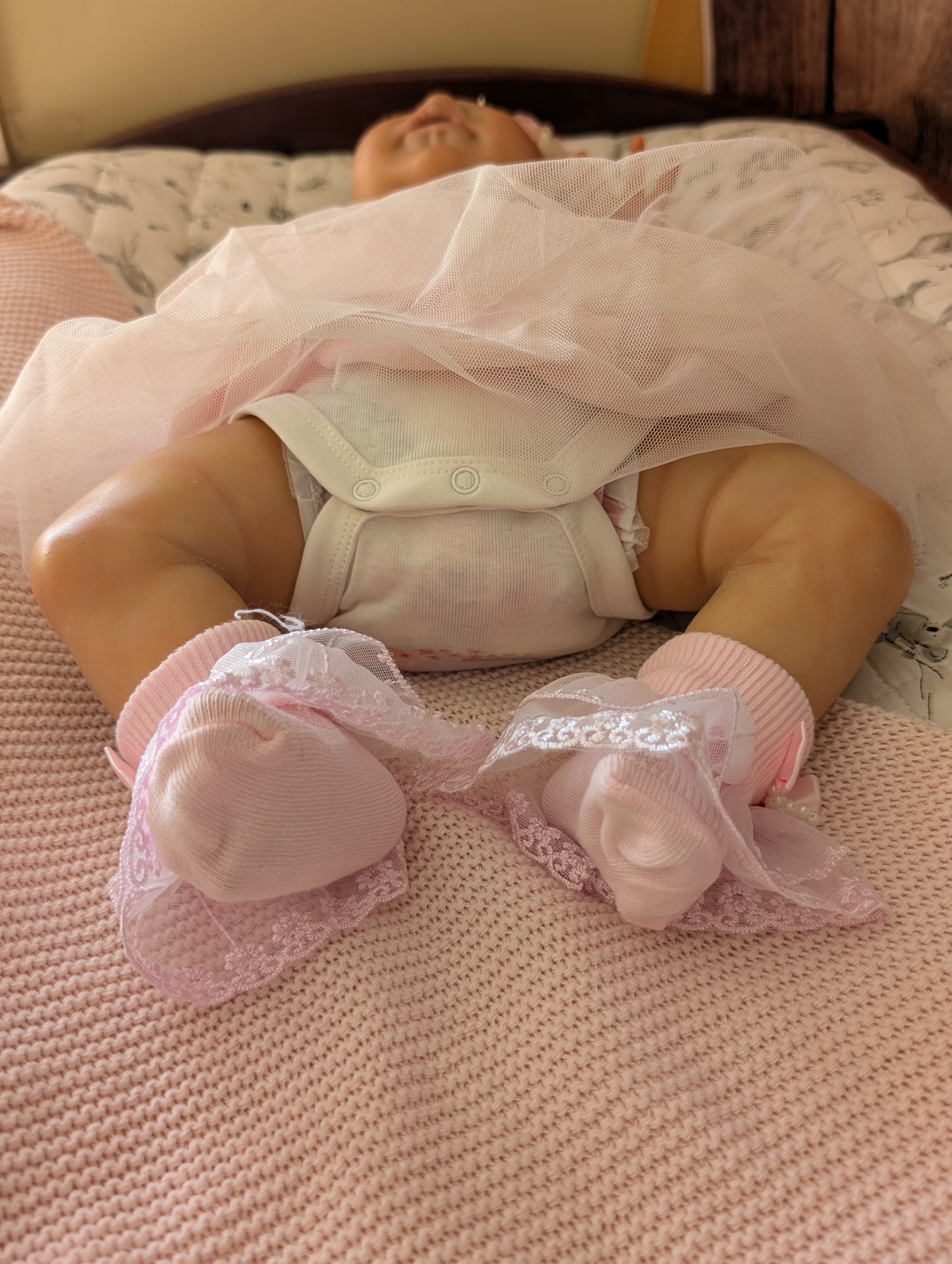 Pink Frilly Reborn Socks Baby Size