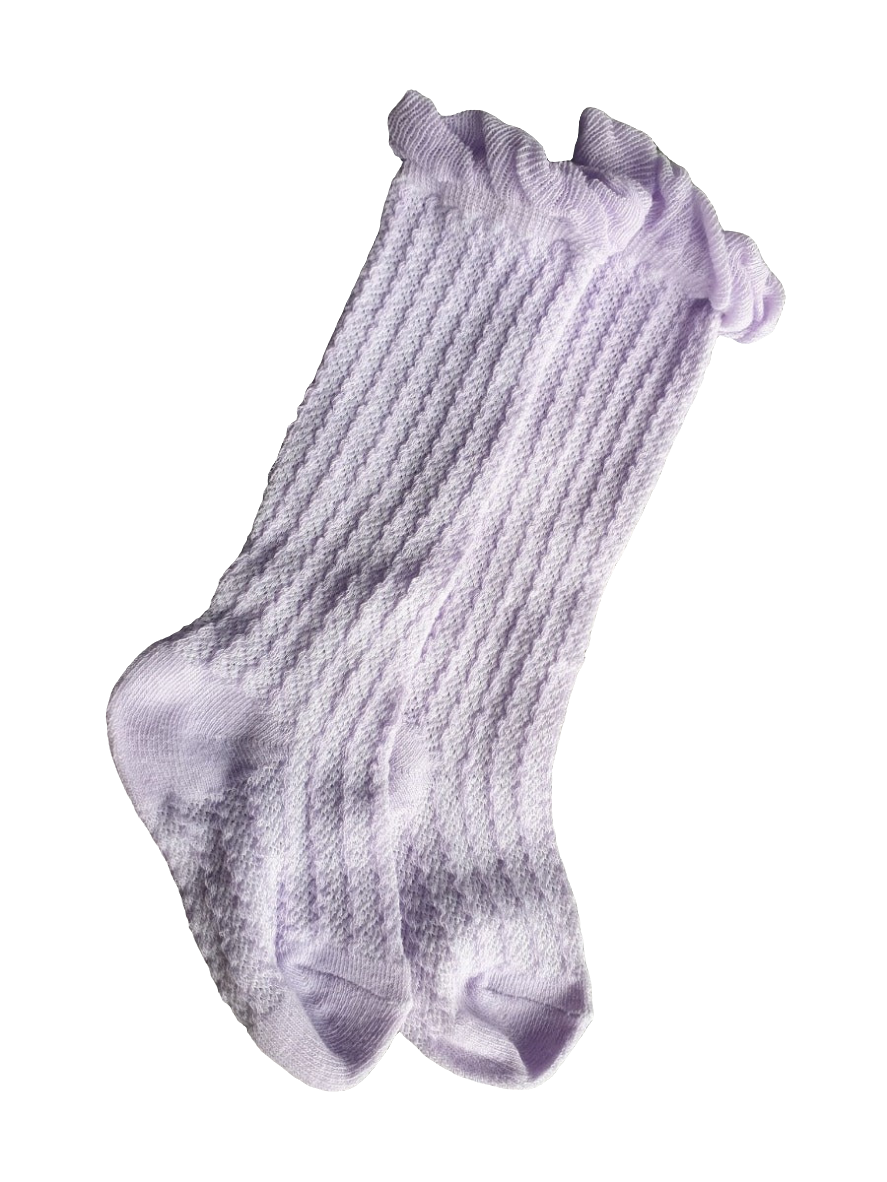 Lilac Knee High Reborn Socks Baby Size