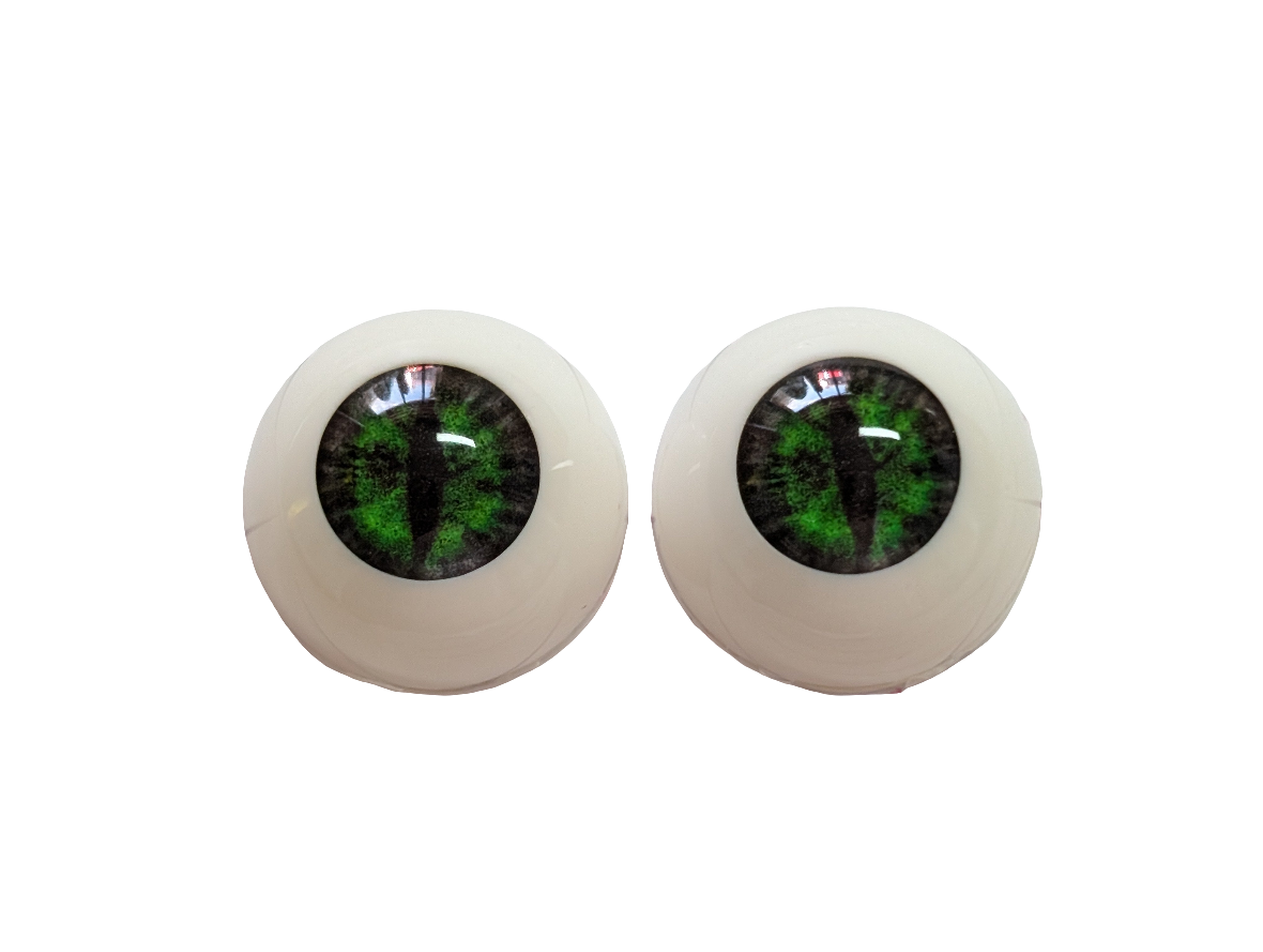 20mm REPTILIAN GREEN Cat Eyes Acrylic for Reborn Horror Unusual Doll Baby Making