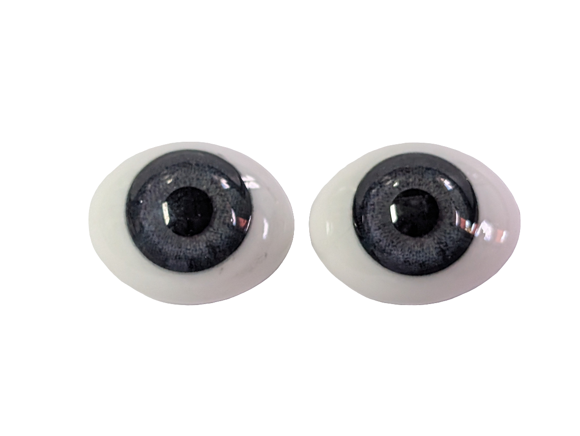 14mm Grey Blue Oval Glass Eyes Reborn Baby Doll Making Supplies