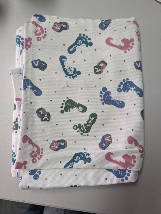 Vintage Foot Print Hospital Baby Receiving Blanket - Photo Prop Reborn Baby