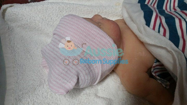 Genuine Hospital Baby Beanie Pink and White- Photo Prop Reborn Baby