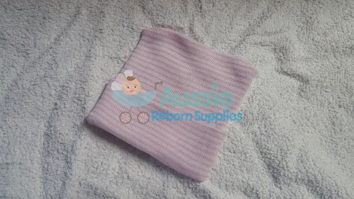 Genuine Hospital Baby Beanie Pink and White- Photo Prop Reborn Baby