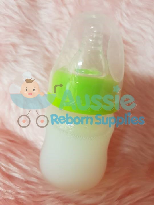 Reborn Baby Unisex Lime Green Tall Bottle Prop 60ml with NO FLOW baby Teat