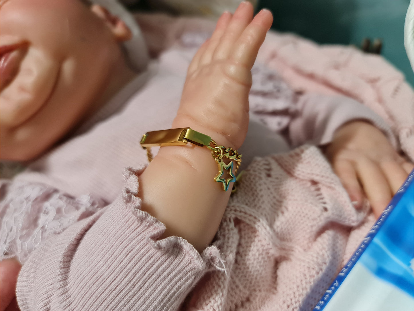 Newborn Star Charm Gold ID Reborn Baby Bracelet