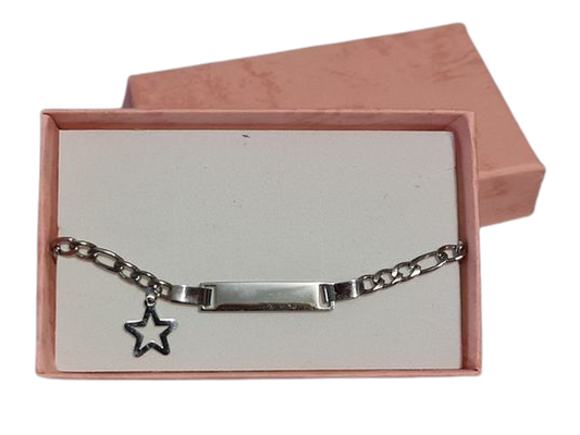 Newborn Star Charm Silver ID Reborn Baby Bracelet