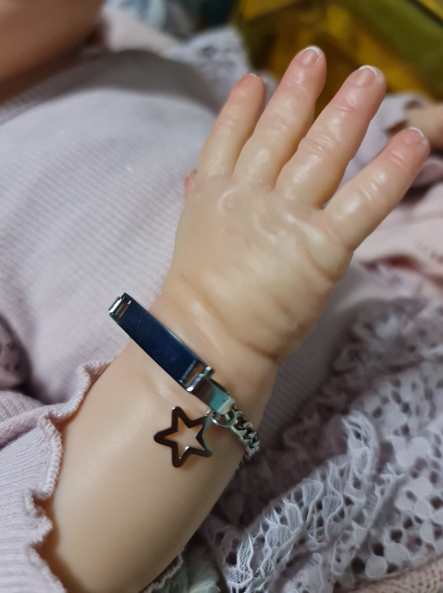 Newborn Star Charm Silver ID Reborn Baby Bracelet