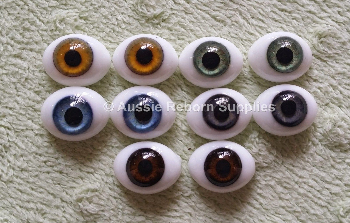 12mm Grey Blue Oval Glass Eyes Reborn Baby Doll Making Supplies