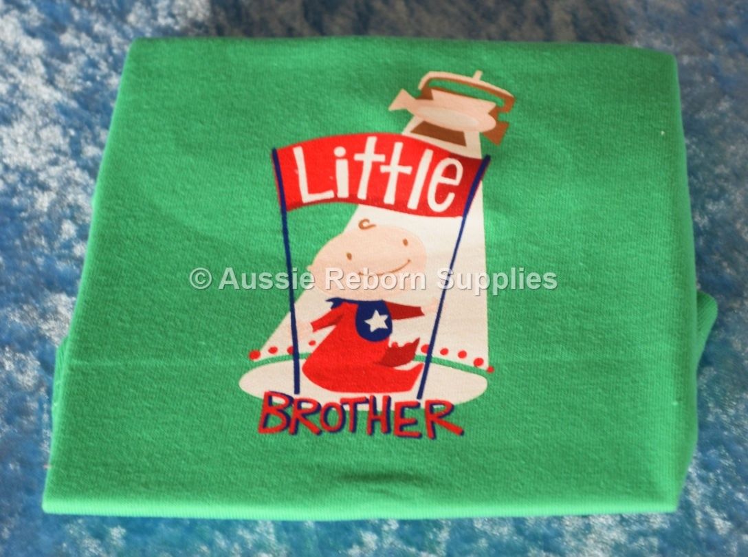 Little Lil BROTHER Boys T Shirt Size 00 New Baby Arrival Bright Bots NEW