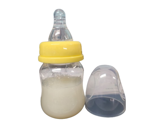 Reborn Baby Unisex Lemon Yellow Tall Bottle Prop 60ml with NO FLOW baby Teat