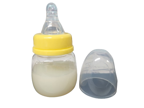 Reborn Baby Unisex Lemon Yellow Short Bottle Prop 60ml with NO FLOW baby Teat