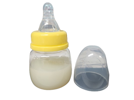 Reborn Baby Unisex Lemon Yellow Short Bottle Prop 60ml with NO FLOW baby Teat