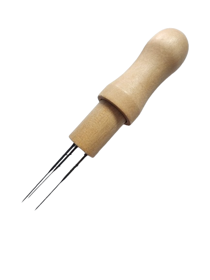 Wooden 3 Needle Reborn Hair Micro Rooting Tool for Mohair Reborn Baby