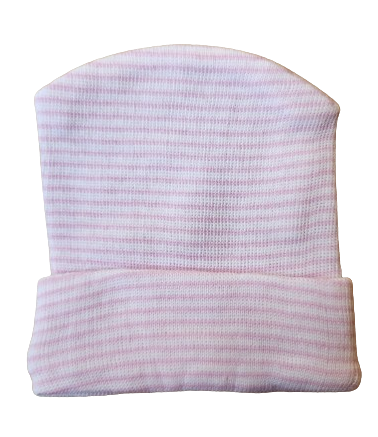 Genuine Hospital Baby Beanie Pink and White- Photo Prop Reborn Baby