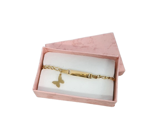 Newborn Butterfly Charm Gold ID Reborn Baby Bracelet