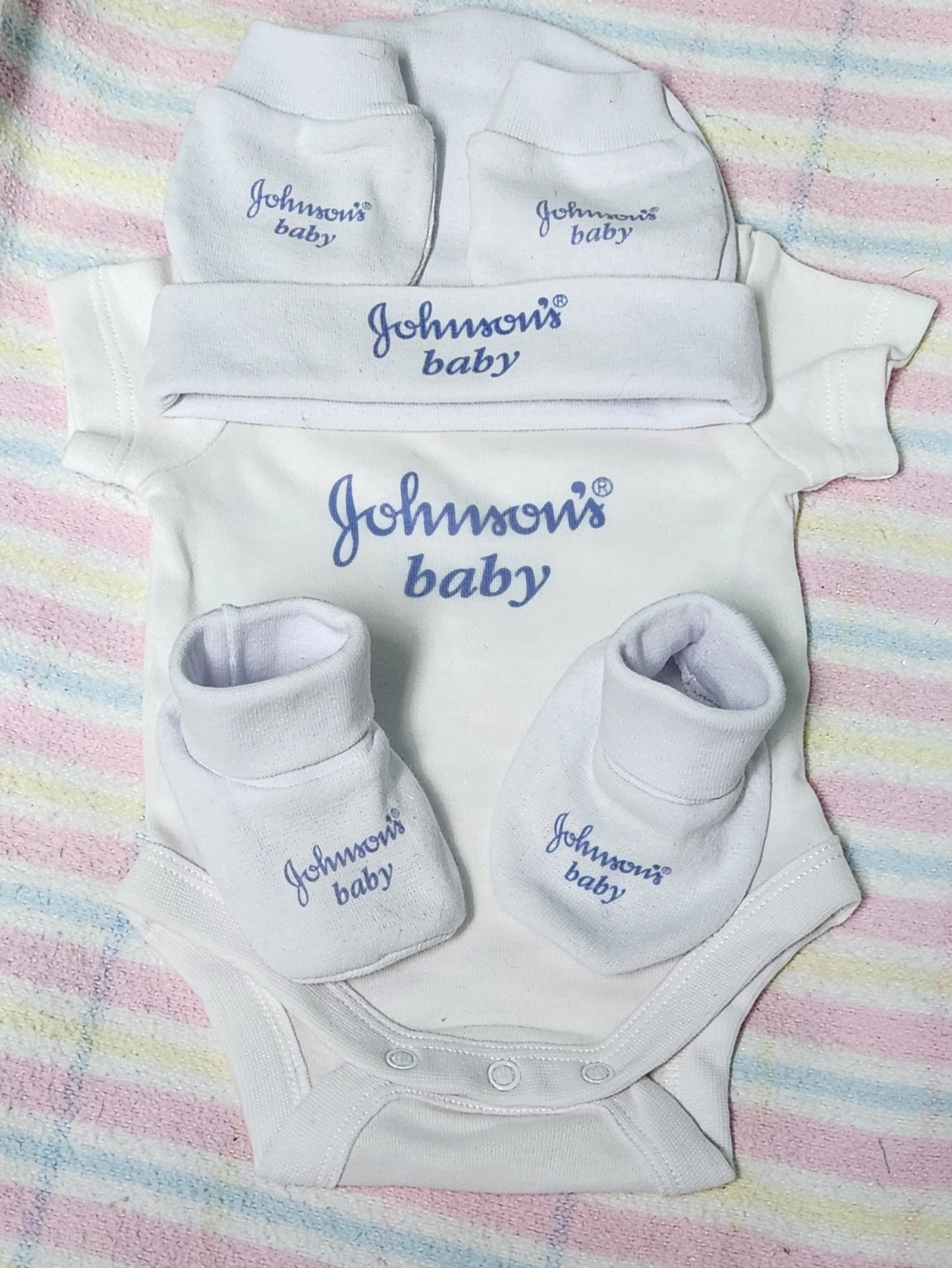 Johnson's Baby Layette ~ Baby Onesie, Mittens, Booties and Hat