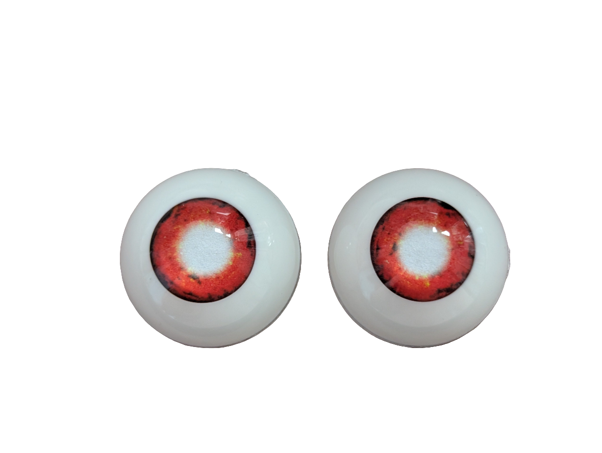 20mm Red with White Pupils Zombie Acrylic  Eyes for Reborn Unusual Doll Baby
