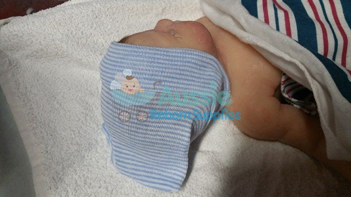Genuine Hospital Baby Beanie Blue and White- Photo Prop Reborn Baby