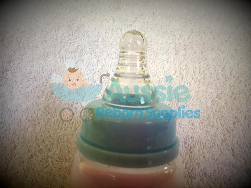 Reborn Baby Unisex Lemon Yellow Bottle Prop 60ml with NO FLOW baby Teat