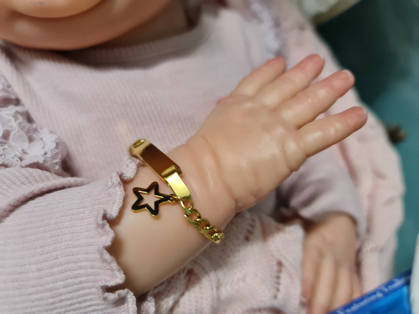 Newborn Star Charm Gold ID Reborn Baby Bracelet