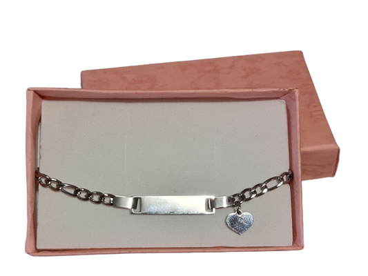Newborn Heart Charm Silver ID Reborn Baby Bracelet