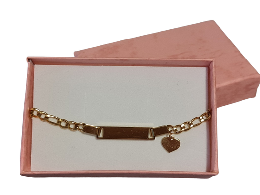 Newborn Heart Charm Gold ID Reborn Baby Bracelet