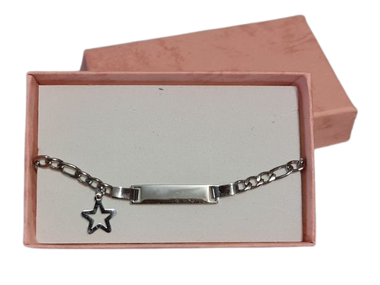 Newborn Star Charm Silver ID Reborn Baby Bracelet