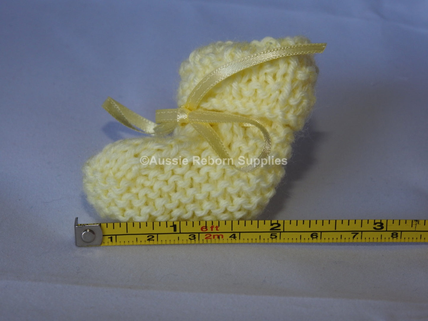 Hand Knitted Preemie Set - Baby Lemon Yellow Beanie, Mittens and Booties