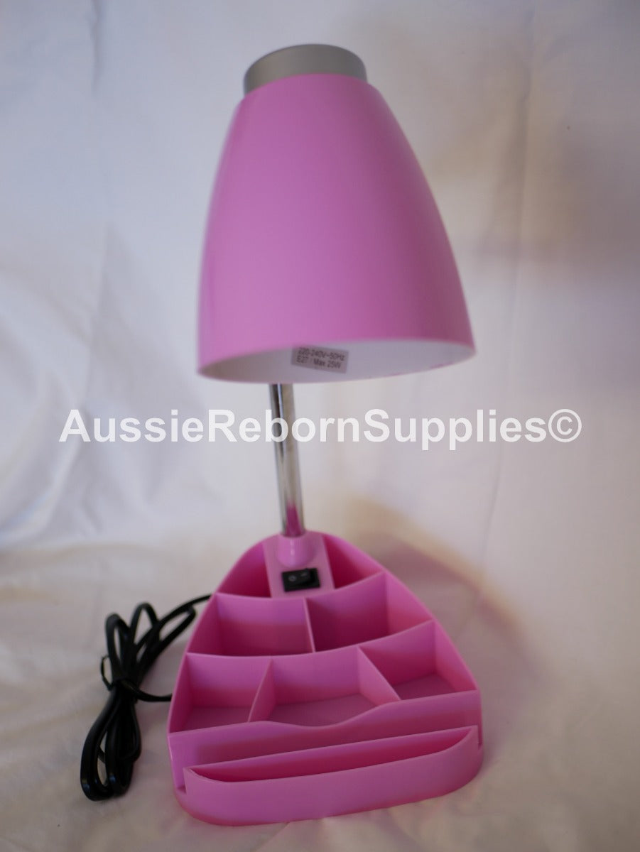 Organise Task Desk Lamp Gloss Pink with Organiser Tray