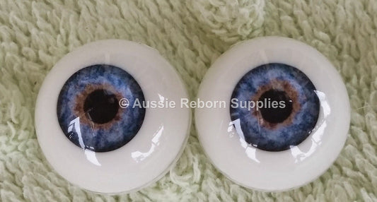 22mm Whispy Grey Round Acrylic Eyes Reborn Baby Doll Making Supplies