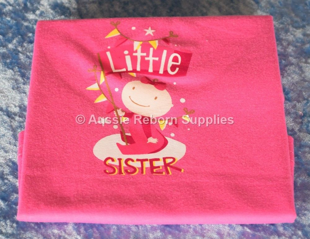 Little Lil SISTER Girls T Shirt Size 0 New Baby Arrival Bright Bots NEW